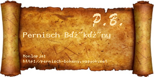 Pernisch Bökény névjegykártya